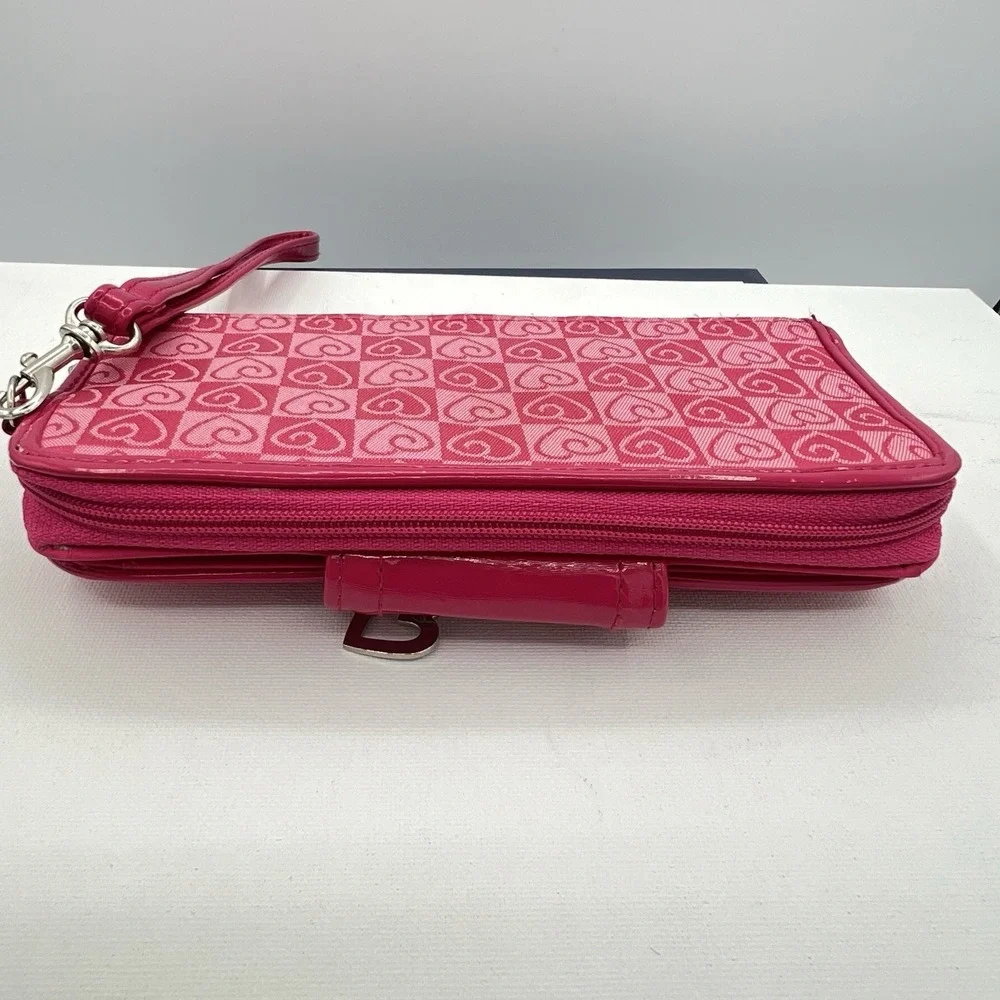 Wristlet Pink Heart Wallet W/Check Book Holder‎ Pink Patent Leather Accents